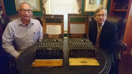 Enigma x 2! Ralph Simpson of The Cypher History Musuem (San Jose), with Dr Enigma - each with their personal Enigma machines