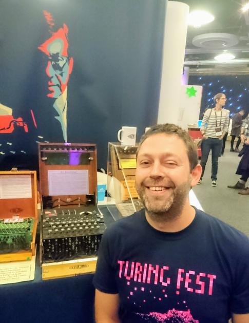 Brian Corcoran, Turing Fest co-founder, plays with my Enigma Machine